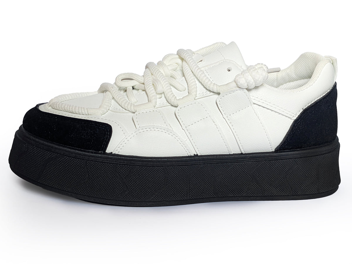 Men's Chunky Sole Sneakers – White & Black