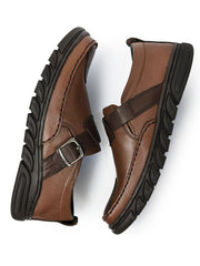 Men’s Leather Casual with Buckle-Dark Mustard